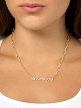 BaubleBar Denver Broncos NFL Gold Chain Necklace - Denver Broncos - NFL paperclip chain nameplate necklace