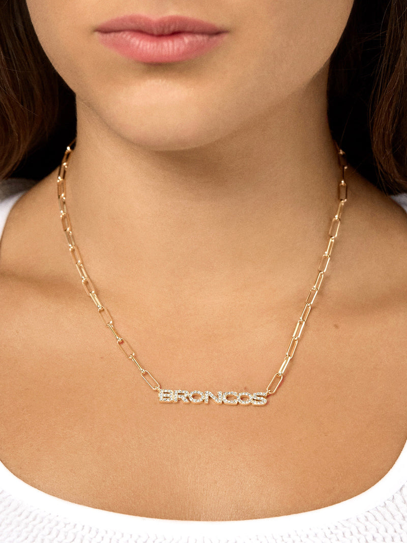 BaubleBar Denver Broncos NFL Gold Chain Necklace - Denver Broncos - 
    NFL necklace
  
