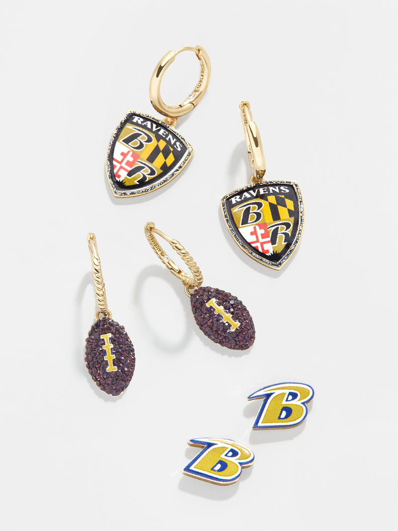 BaubleBar Baltimore Ravens NFL Earring Set - Baltimore Ravens - NFL huggie earrings & studs