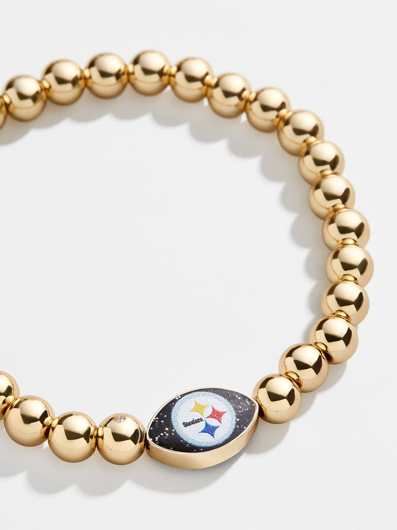 BaubleBar Pittsburgh Steelers NFL Gold Pisa Bracelet - Pittsburgh Steelers - NFL beaded stretch bracelet
