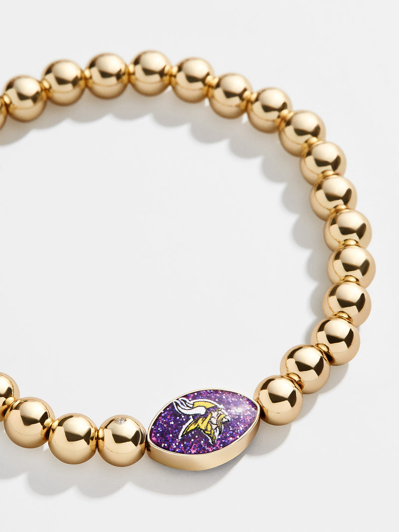 BaubleBar Minnesota Vikings NFL Gold Pisa Bracelet - Minnesota Vikings - NFL beaded stretch bracelet