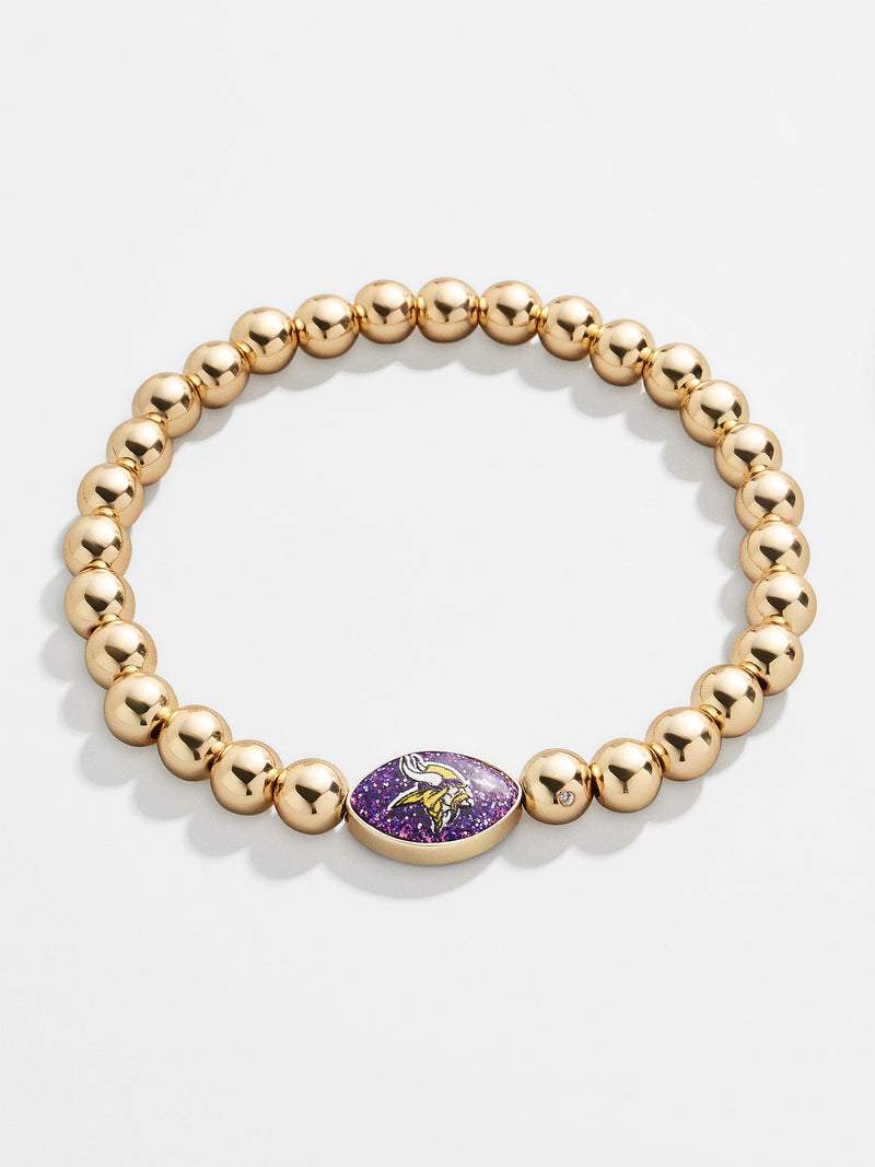 BaubleBar Minnesota Vikings NFL Gold Pisa Bracelet - Minnesota Vikings - NFL beaded stretch bracelet