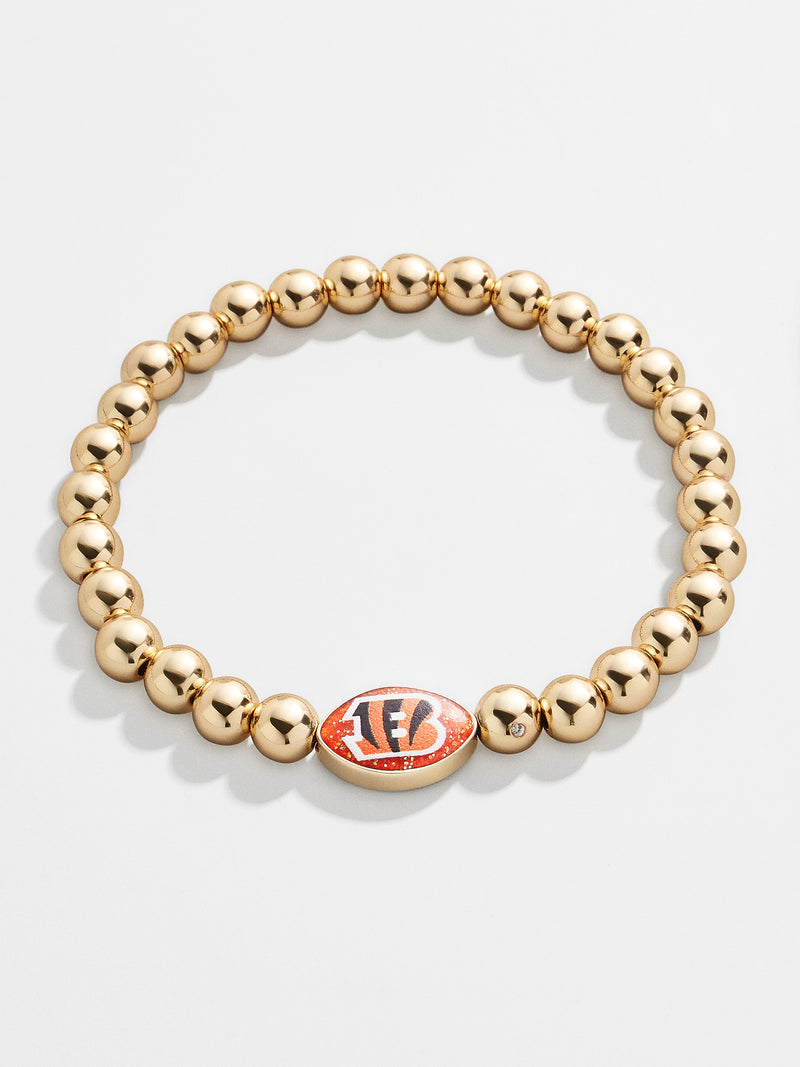 BaubleBar Cincinnati Bengals Gold NFL Pisa Bracelet - Cincinnati Bengals - NFL beaded stretch bracelet