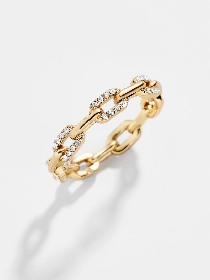 BaubleBar Pavé Hera Ring - Glass - Paperclip chain stacking ring