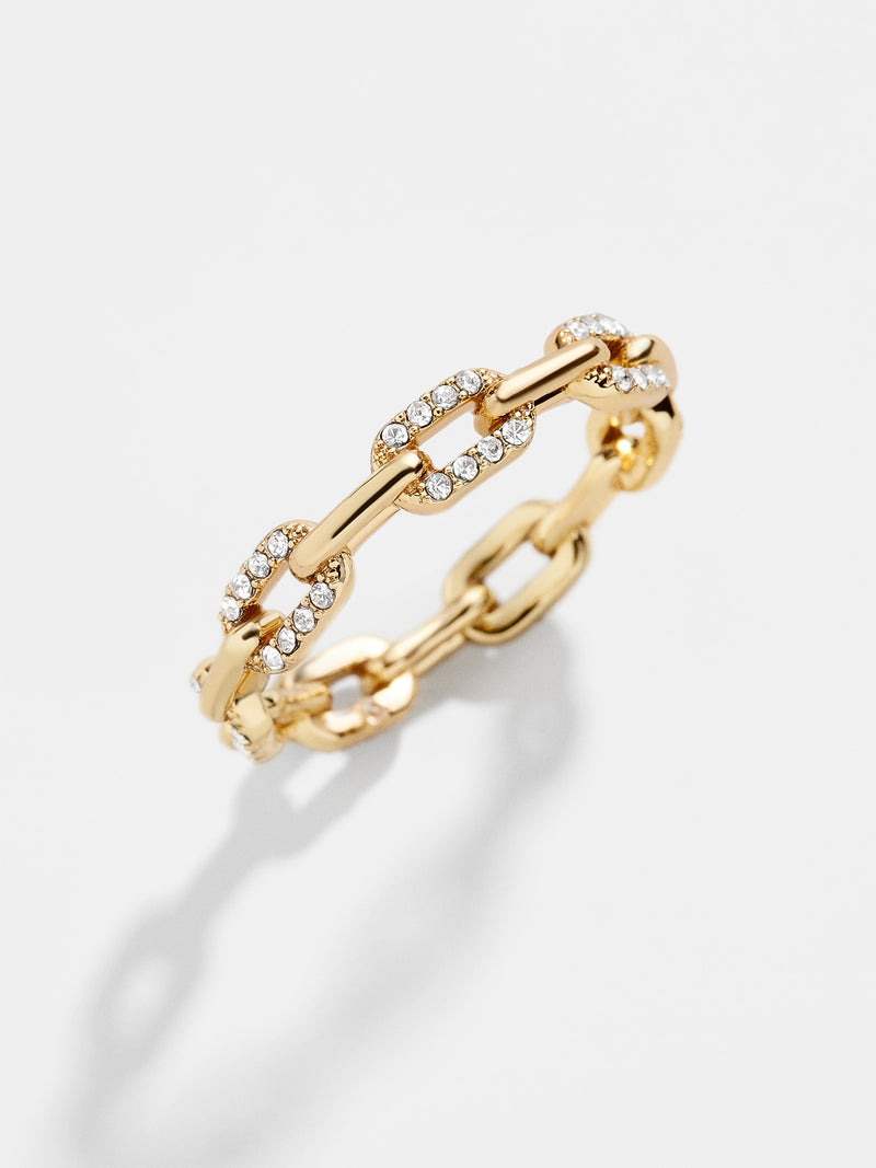 BaubleBar Pavé Hera Ring - Glass - Paperclip chain stacking ring