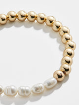 BaubleBar Perlita Pisa Bracelet - Gold and pearl beaded stretch bracelet - Also offered in small wrist sizes