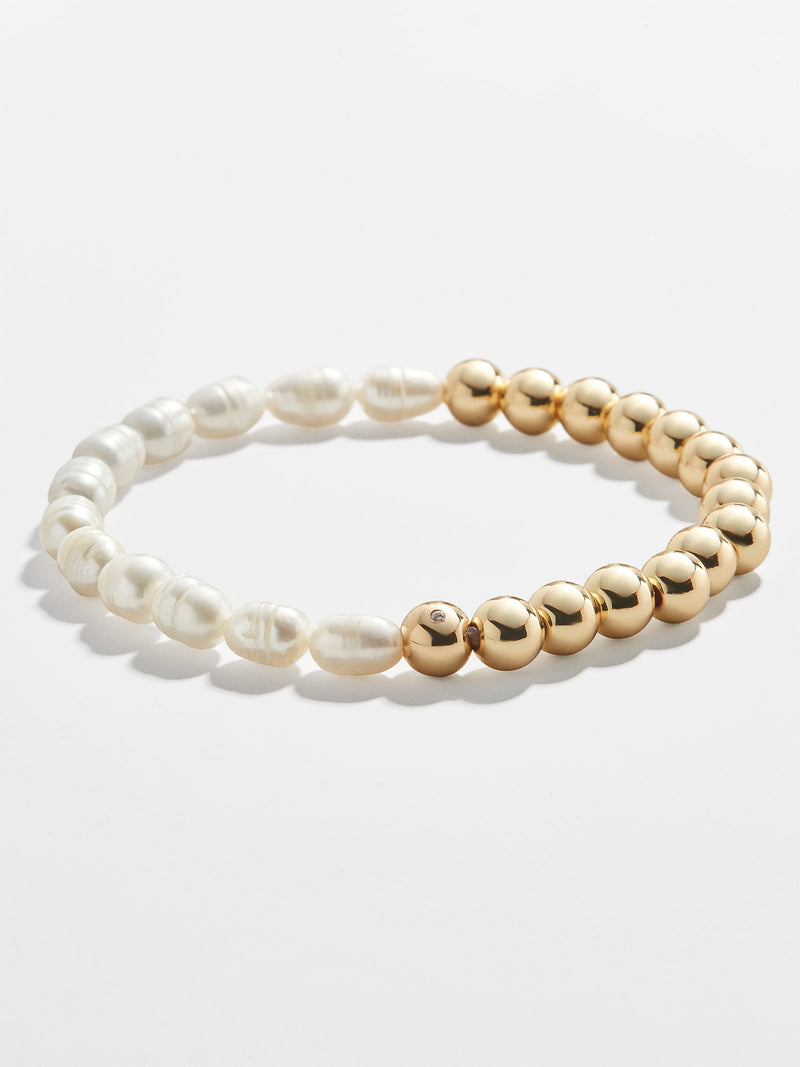 BaubleBar Perlita Pisa Bracelet - Gold and pearl beaded stretch bracelet - Also offered in small wrist sizes