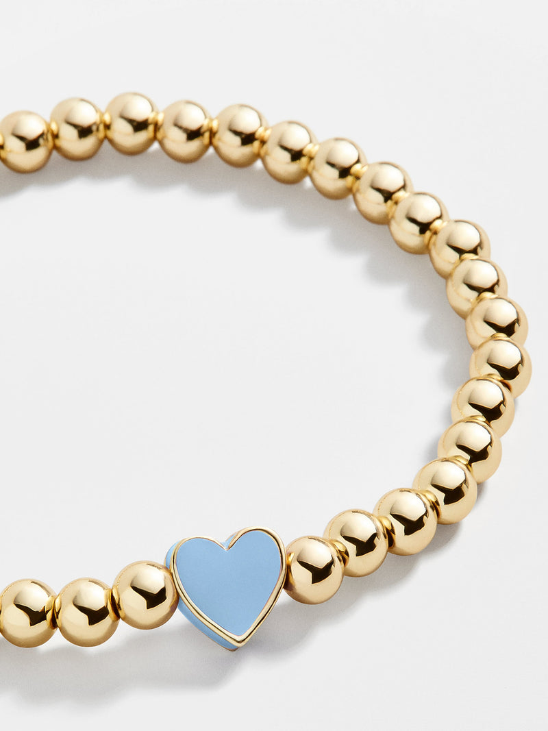 BaubleBar Positivity Pisa Bracelet - Blue - Heart gold beaded stretch bracelet