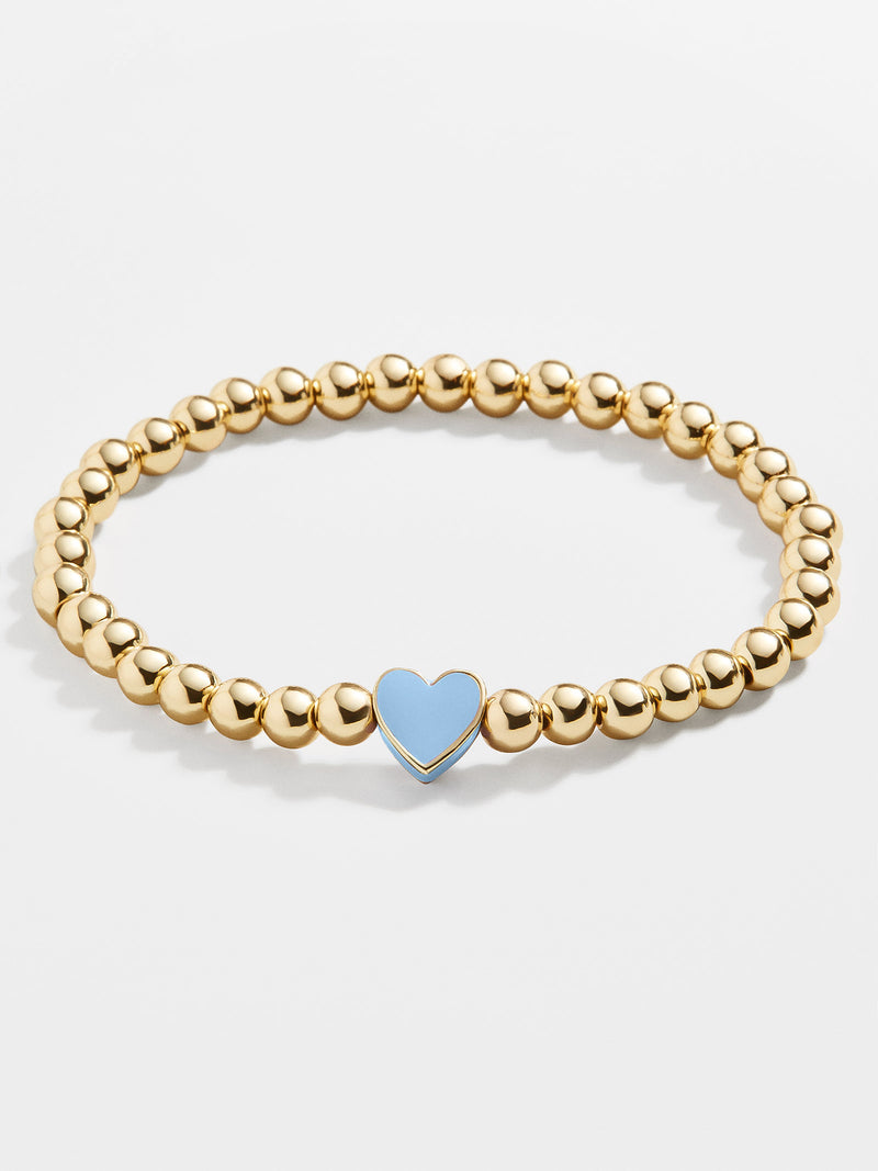 BaubleBar Positivity Pisa Bracelet - Blue - Heart gold beaded stretch bracelet