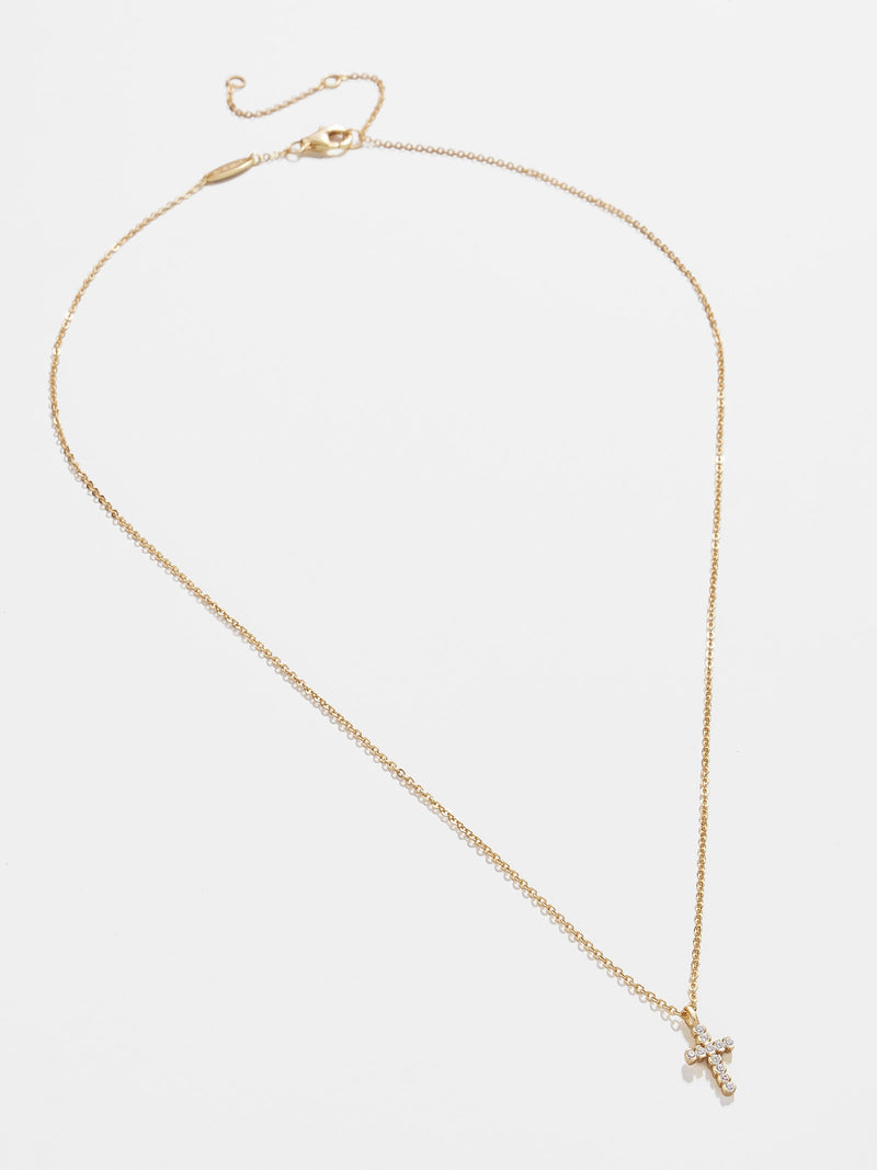BaubleBar Agape 18K Gold Necklace - Clear/Gold - 
    18K Gold Plated Sterling Silver, Cubic Zirconia stones
  
