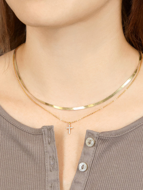 Agape 18K Gold Necklace - Clear/Gold