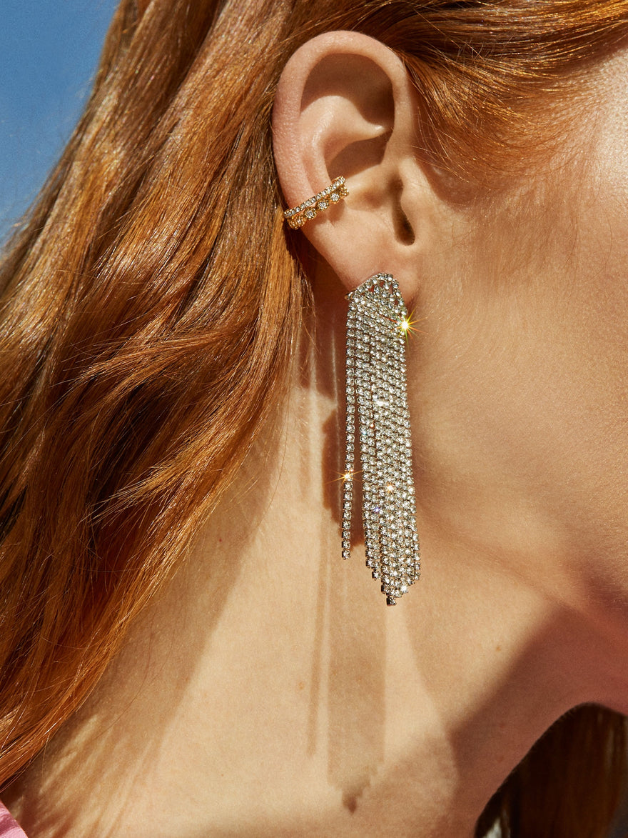 Deirdre Earrings - Silver/Pavé