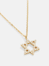 BaubleBar Star of David 18K Gold Necklace - Clear/Gold - 
    18K Gold Plated Sterling Silver, Cubic Zirconia stones
  
