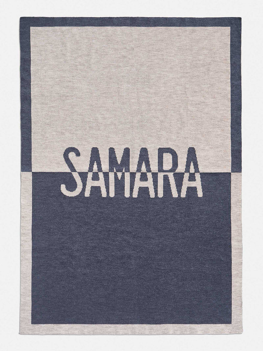 Spell It Out Custom Blanket - Denim Blue/Stone