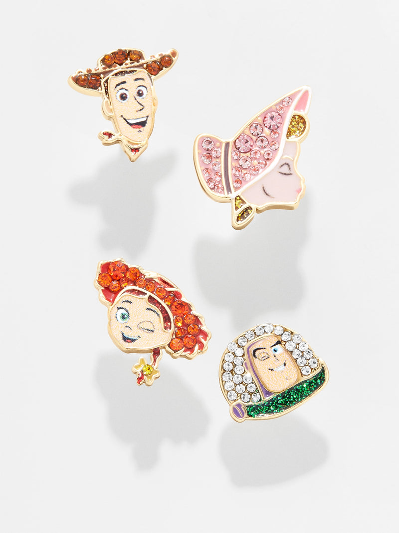 BaubleBar Toy Story Disney Pixar To Infinity & Beyond Earring Set - Woody, Buzz Lightyear, Bo Peep, and Jessie Toy Story stud earrings
