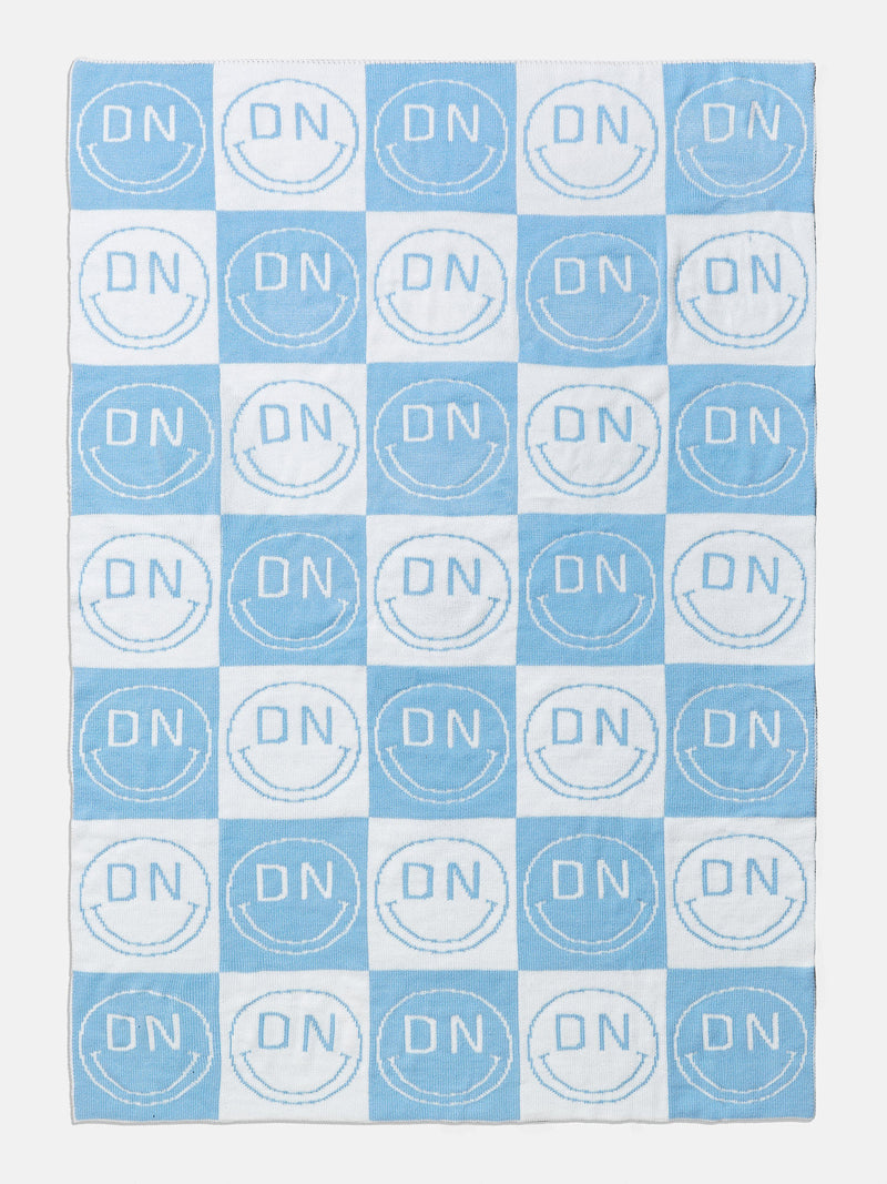 BaubleBar All Smiles Custom Blanket - Light Blue/White - Enjoy 20% off custom gifts