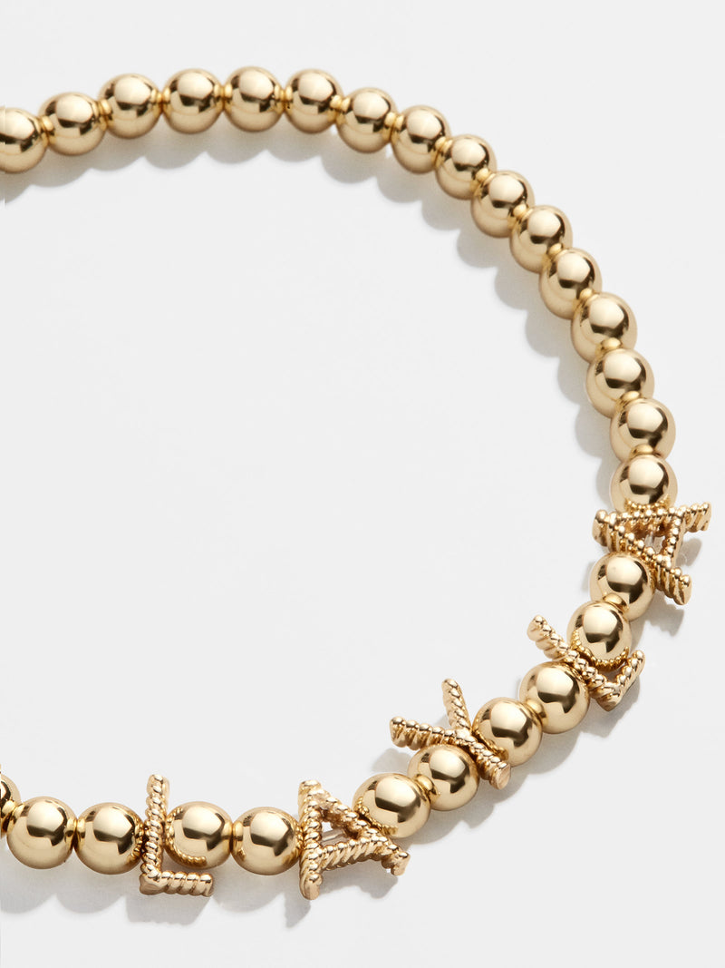 Custom Letter Beads Gold Bracelet 7.5 Inches / 1 Bead