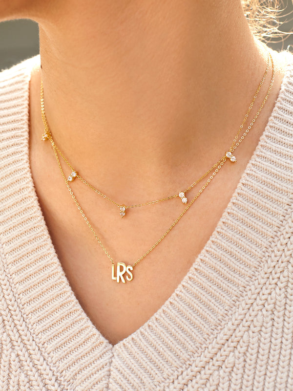 14K Gold Custom Monogram Necklace - Gold