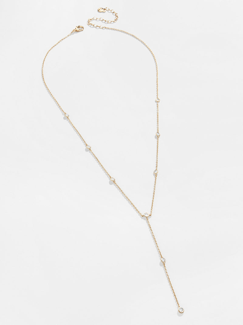 BaubleBar Maya Necklace - Clear/Gold - 
    Cubic Zirconia Y-chain necklace
  
