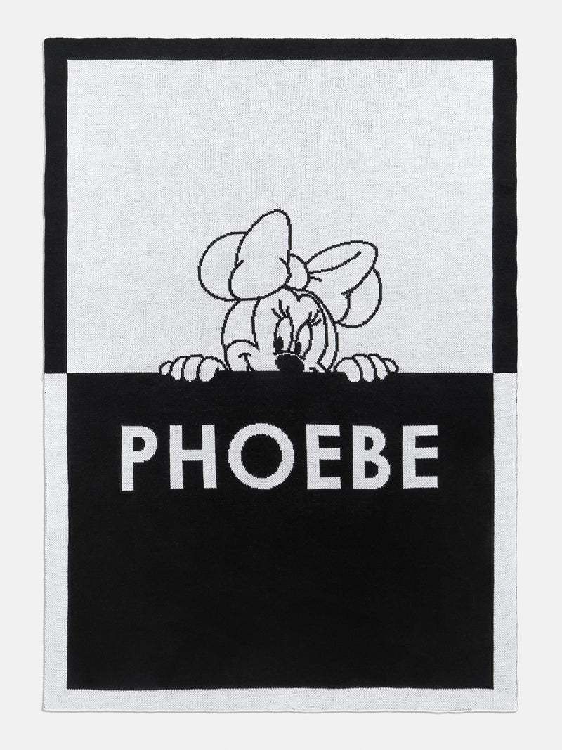 BaubleBar Minnie Mouse Disney Custom Blanket - Black/White - Custom, machine washable blanket