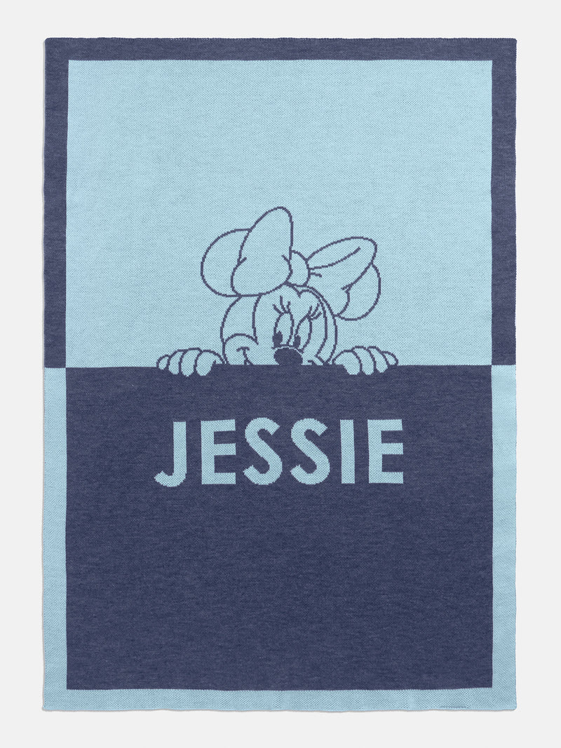 Minnie Mouse Disney Custom Blanket Light Blue Navy Custom