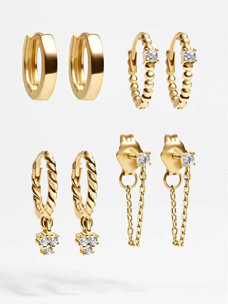 BaubleBar Luna 18K Gold Earring Set - 18K Gold Plated Sterling Silver, Cubic Zirconia stones