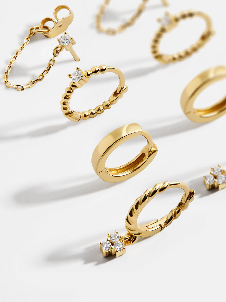 Luna 18K Gold Vermeil Earring Set - Gold/Pavé