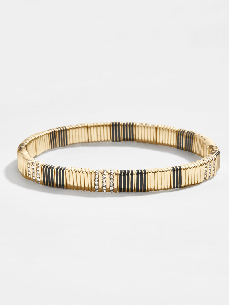 BaubleBar Enamel Tile Bracelet - Black - Pleated bead stretch bracelet