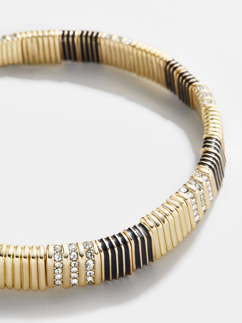 BaubleBar Enamel Tile Bracelet - Black - Pleated bead stretch bracelet