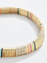 BaubleBar Enamel Tile Bracelet - Multi - 
    Pleated bead stretch bracelet
  
