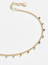 BaubleBar Multi - Curb chain and crystal anklet