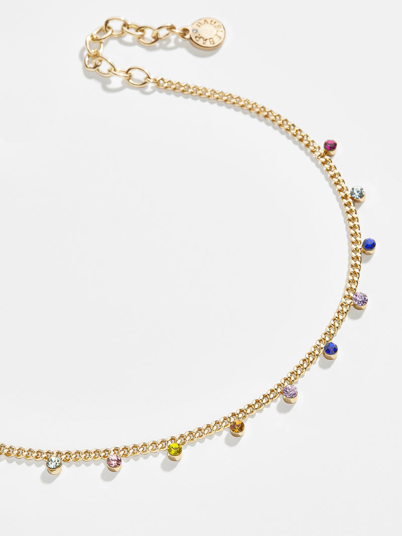 BaubleBar Multi - Curb chain and crystal anklet
