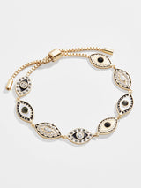 BaubleBar Ojo Bracelet - Black - Gold and enamel evil eye bracelet