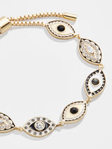 BaubleBar Ojo Bracelet - Black - Gold and enamel evil eye bracelet