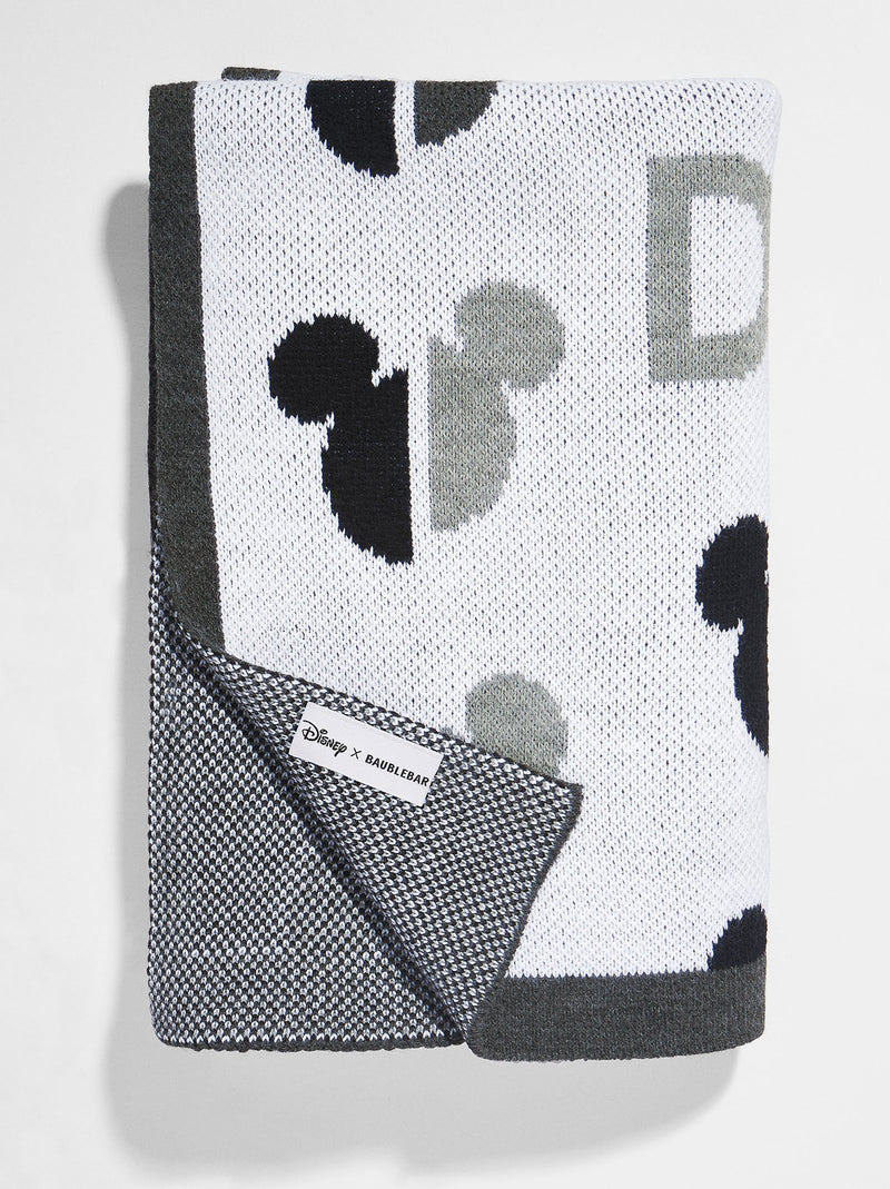 BaubleBar Mickey Mouse Disney Custom Initial Blanket - Black/White - Enjoy 20% off custom gifts