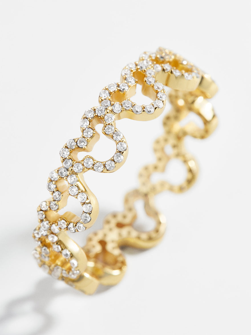 Mickey Mouse Outline 18K Gold Vermeil Ring - Gold/Pavé