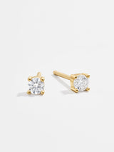 BaubleBar Rene 18K Gold Round Cut Earrings - Clear - 
    18K Gold Plated Sterling Silver, Cubic Zirconia stones
  
