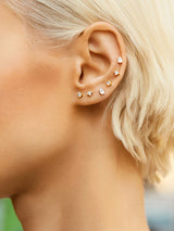 BaubleBar Rene 18K Gold Earrings: Round Cut - 18K Gold Plated Sterling Silver, Cubic Zirconia stones