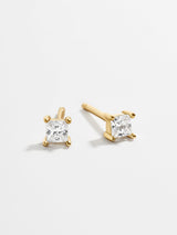 BaubleBar Rene 18K Gold Square Cut Earrings - Clear - 
    18K Gold Plated Sterling Silver, Cubic Zirconia stones
  
