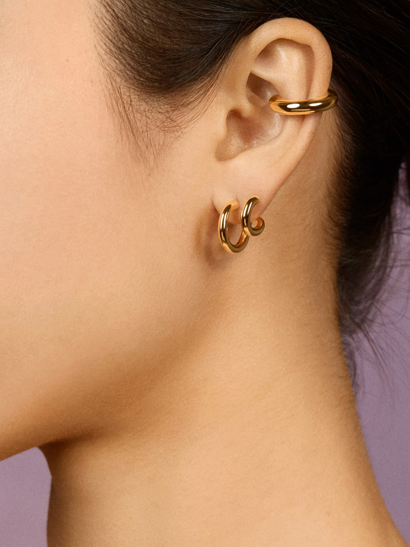 BaubleBar Paulina Earrings - Gold - 
    Double huggie hoop earrings
  
