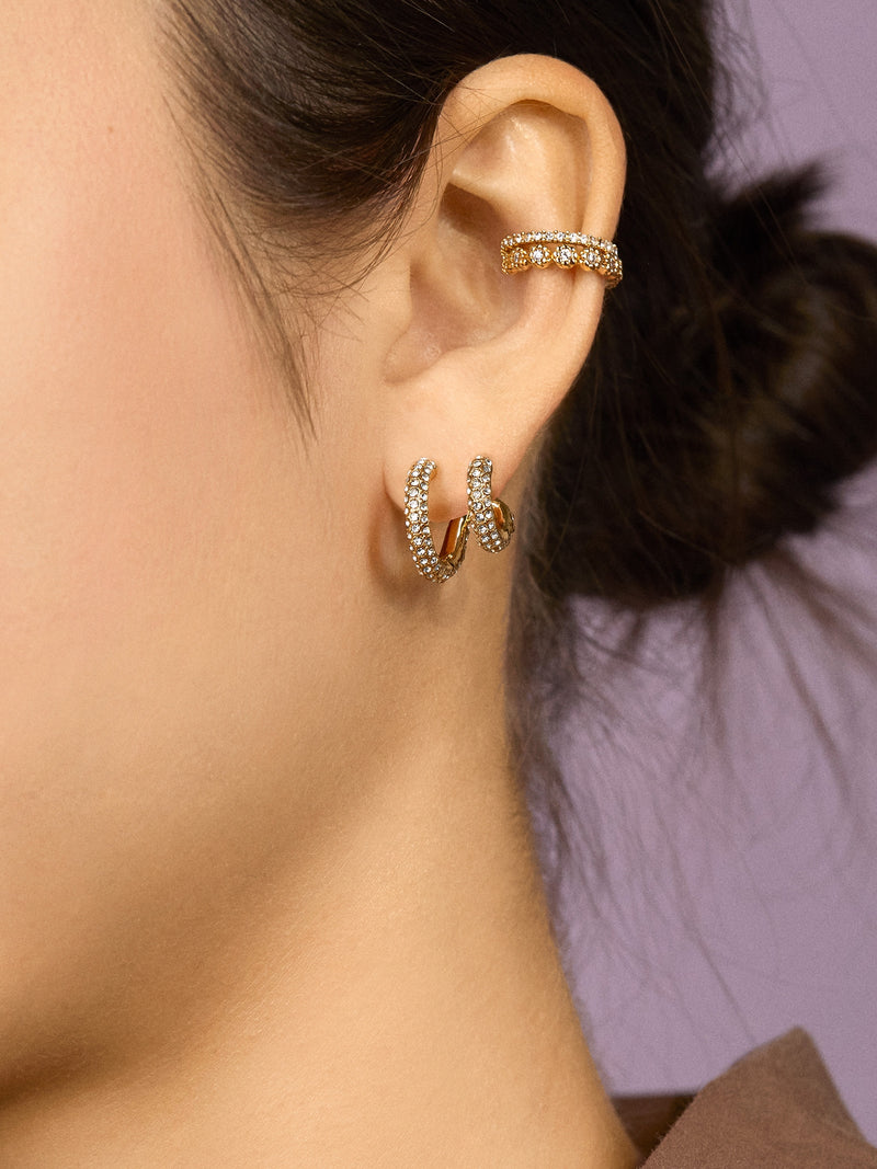 BaubleBar Paulina Earrings - Clear - Double huggie hoop earrings