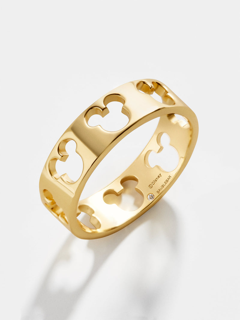 BaubleBar Mickey Mouse Outline 18K Gold Plated Sterling Silver Ring - Gold - 18K Gold Plated Sterling Silver