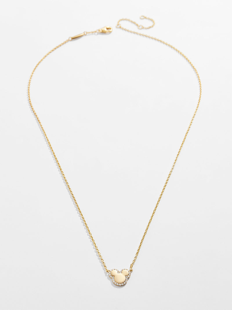 BaubleBar Mickey Mouse Disney 18K Gold Plated Sterling Silver Necklace - Clear/Gold - 18K Gold Plated Sterling Silver, Cubic Zirconia stones