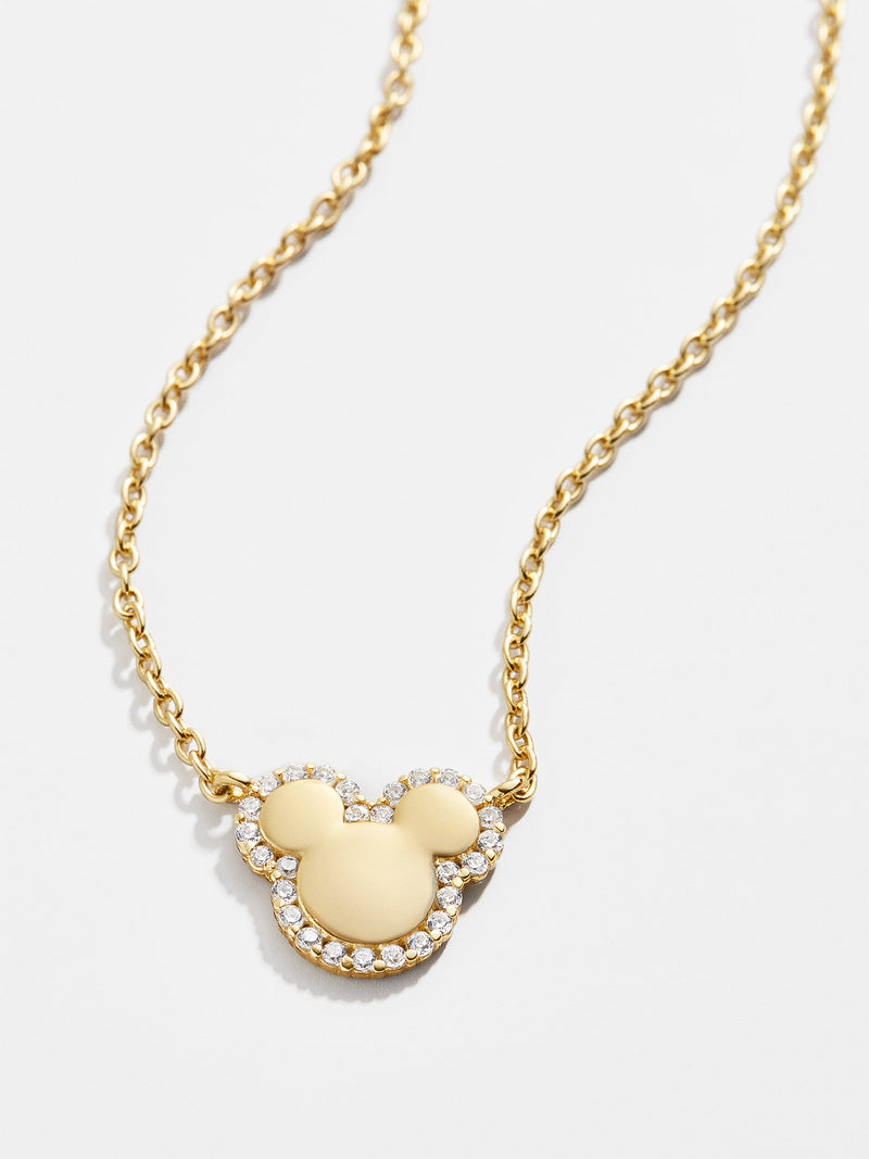 BaubleBar Mickey Mouse Disney 18K Gold Plated Sterling Silver Necklace - Clear/Gold - 18K Gold Plated Sterling Silver, Cubic Zirconia stones