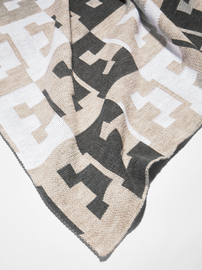 BaubleBar On Repeat Custom Blanket - Light Gray/White