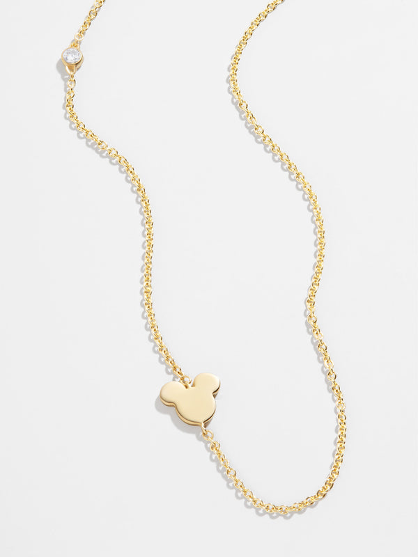 Mickey Mouse Disney 18K Gold & Cubic Zirconia Asymmetrical Necklace - Gold