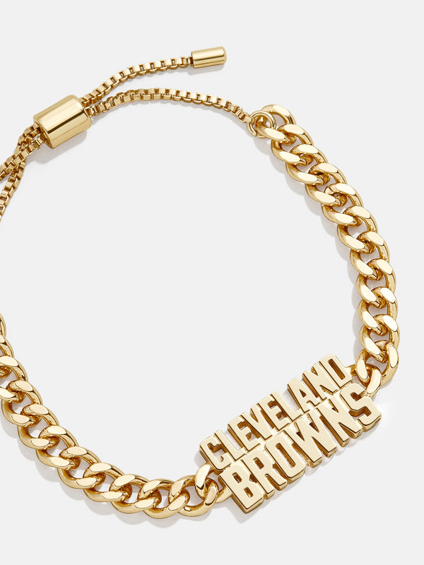 Cleveland Browns NFL Gold Curb Chain Bracelet - Cleveland Browns