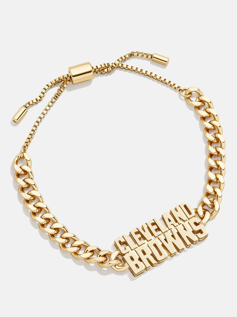 BaubleBar Cleveland Browns NFL Gold Curb Chain Bracelet - Cleveland Browns - NFL pull-tie bracelet
