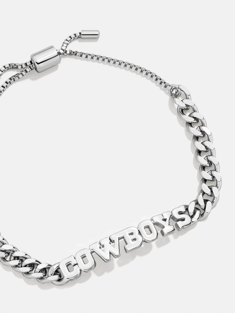 BaubleBar Dallas Cowboys NFL Silver Curb Chain Bracelet - Dallas Cowboys - NFL pull-tie bracelet