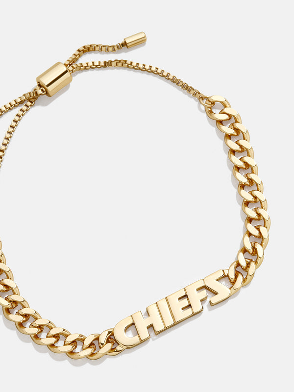 Kansas City Chiefs NFL Gold Curb Chain Bracelet - Kansas City Chiefs